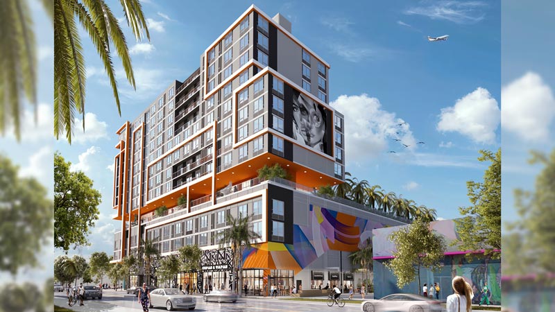 A Daytime view of 2000 North Miami Avenue in the Wynwood district of Miami