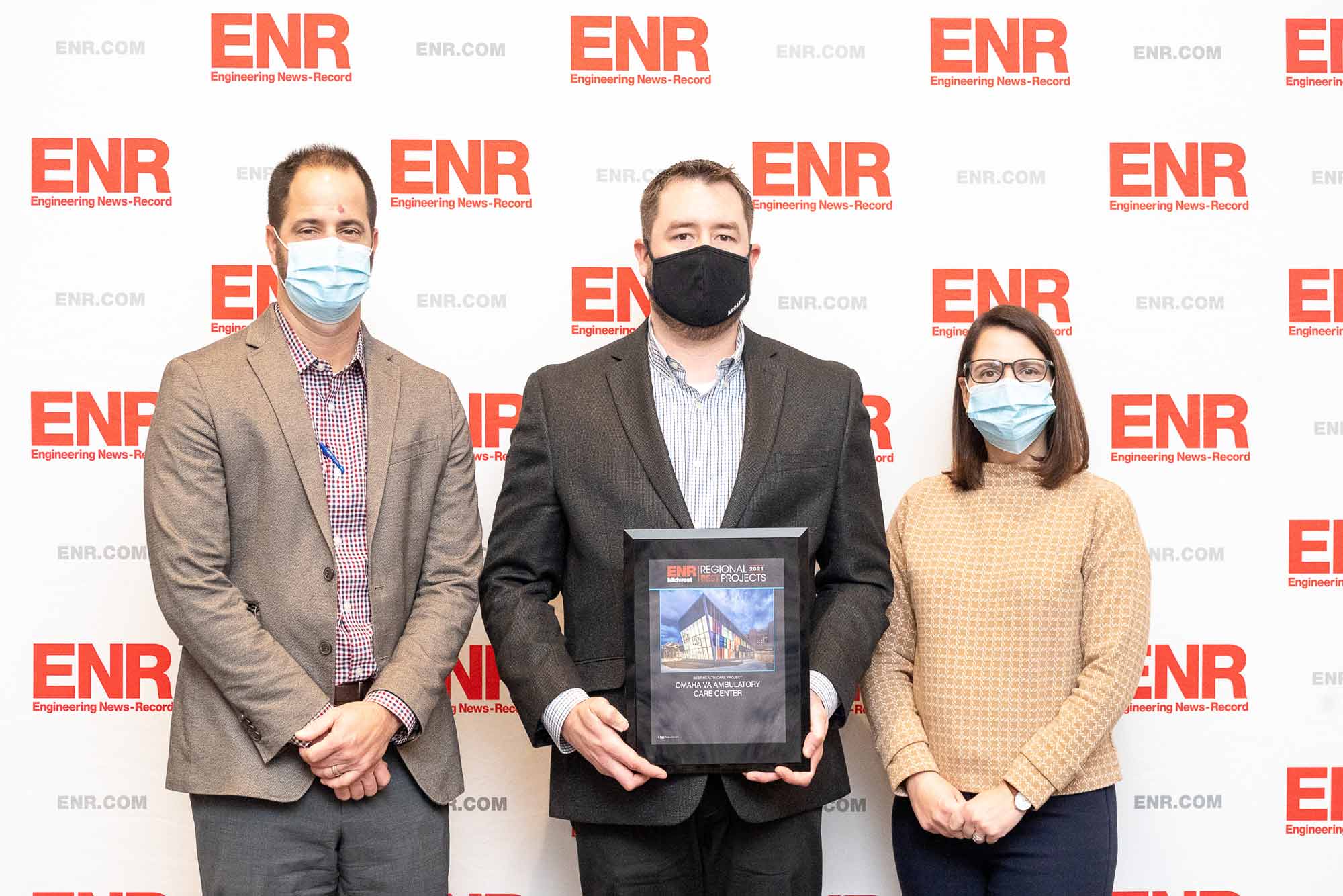 ENR Award Acceptance group photo with Kim Cowman from LEO A DALY