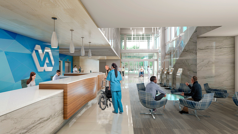 Rendering of LEO A DALY's first-of-its-kind VA mental health clinic in Tampa, Florida