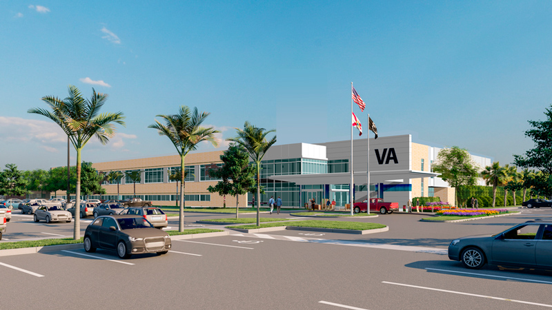 Rendering of LEO A DALY's first-of-its-kind VA mental health clinic in Tampa, Florida