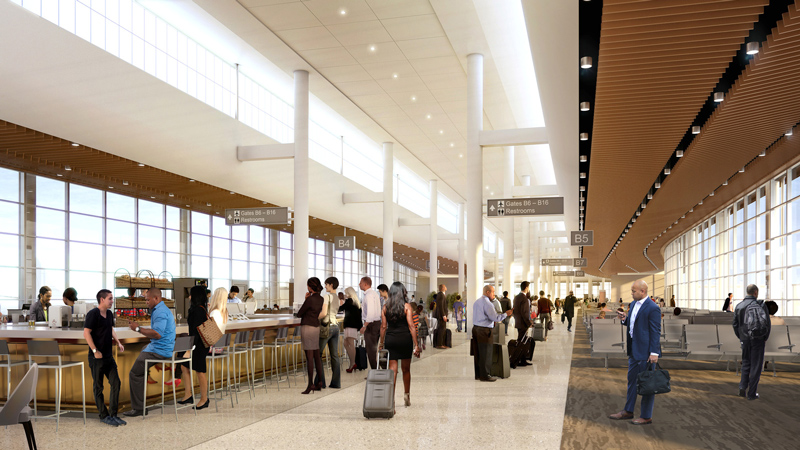 Rendering of concourse concessions at New Orleans International Airport