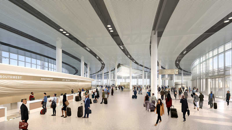 Rendering of ticketing lobby at New Orleans International Airport