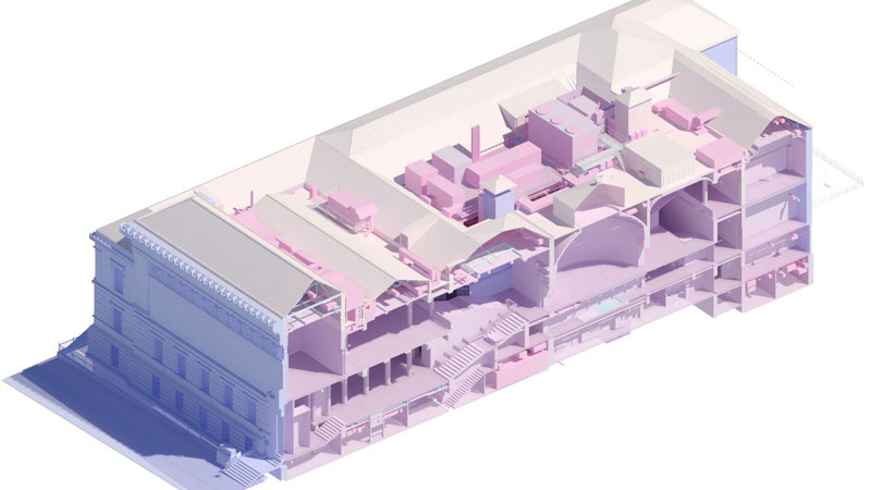 Digital model of Corcoran School of the Arts & Design, renovation designed by LEO A DALY