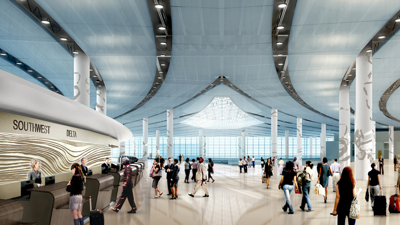 Rendering of ticketing area of New Orleans International Airport