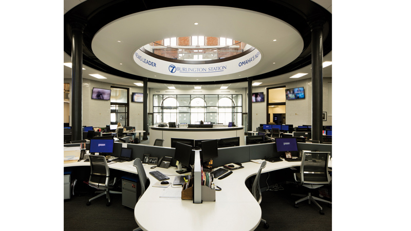 KETV newsroom at 7 Burlington Station in Omaha, designed by LEO A DALY