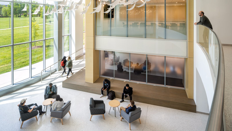 Daylighting fills a collaborations pace in Thurgood Marshall Hall, home of the University of Maryland School of Public Policy