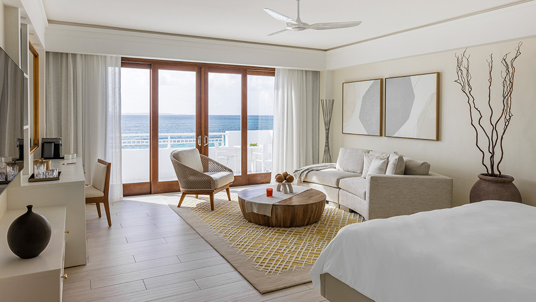 guestroom seating area with ocean view