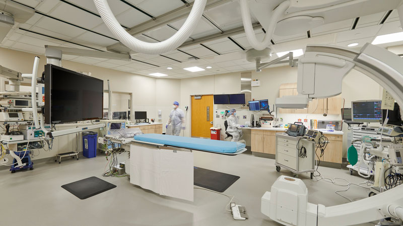 Interior of cardiac lab in St. John's Hospital