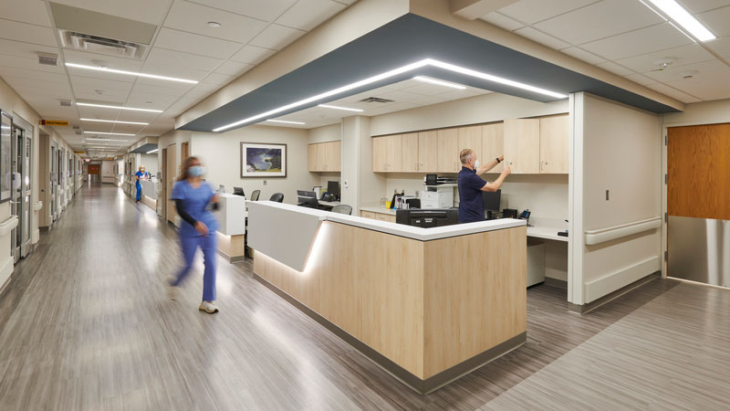 Centralized nursing station in the cardiac addition of St. John's Hospital